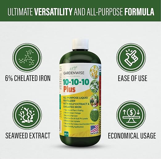 10-10-10 Liquid Fertilizer & 10-10-10 All-Purpose Granular Fertilizer Bundle for All Purpose Plants - Plant Food Outdoor & Indoor Plant Food, Vegetables, Flowers Garden (8oz & 3 Quarts)