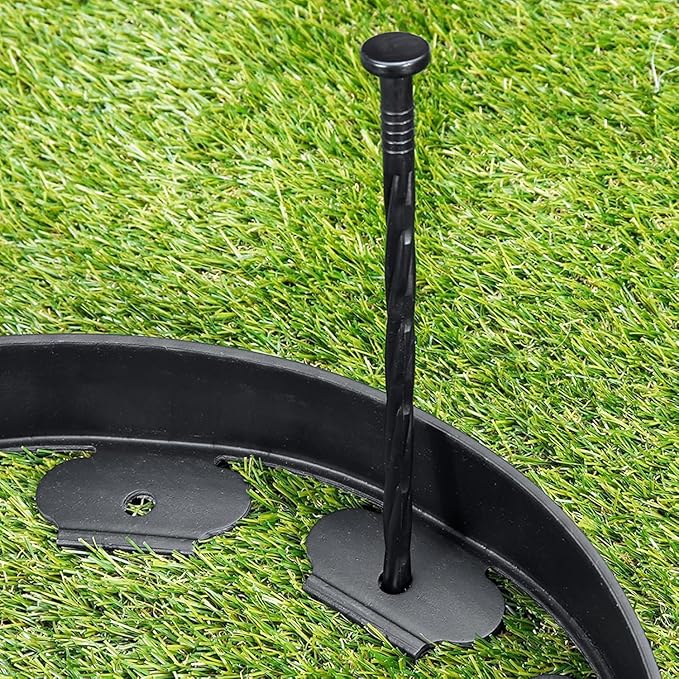 Landscape Edging Stakes, 70 Pcs 8" Plastic Garden Spikes, Spiral Nylon Anchoring Spikes for Paver Edging, Weed Barriers, Artificial Turf, Tent, Grass Pathway and More, Black