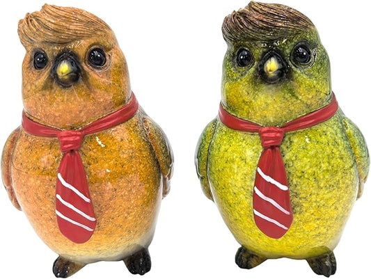 VVGIFTS Decorative Robin Bird Figurines, Set of 2 Resin Sculptures, Two Colors and with Red Scarves for Home and Office Decor