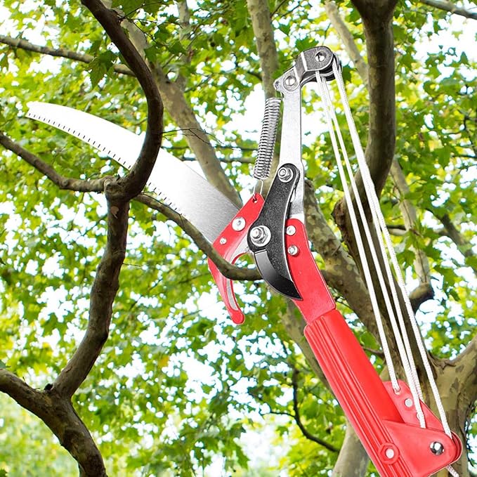 14 Inch Tree Pruner Pole Saw without Pole, 4 Wheels Sharp Tree Pruning Shear, Fruit Picker Harvester Pole Saw Tree Trimmer Clipper Trimming Tool