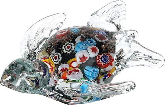 YAOYUAN Handmade Multicolor Sea Turtle Figurine,Starfish Paperweight (Turtle-Dark Green Color)
