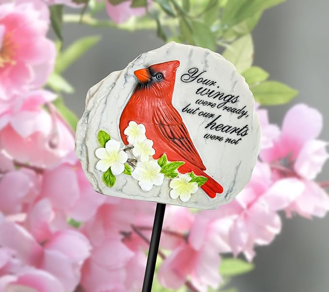 Spoontiques - Garden Décor - Garden Stake - Decorative Stake for Lawn and Yard - 24” High - Durable Weather Resistant Resin Sign for Home Décor - Cardinal Memorial Garden Stake