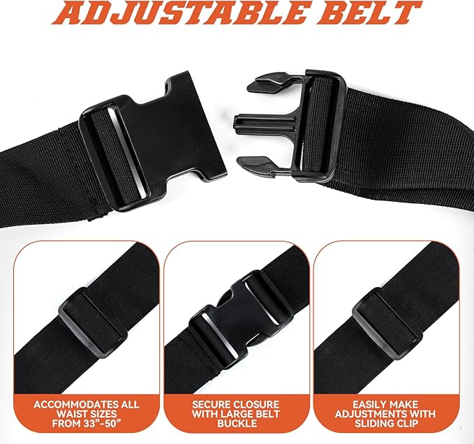 Ultra-Thick Men's Tool Belts Fits Waist 31”to 52” Adjustable Oxford Work Pouch with 15 Durable Pockets, Ideal for Repair & Electrical Work (Red, Extra Large)