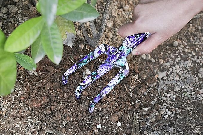 FLORA GUARD Gardening Gifts, 3 Piece Aluminum Garden Tool Set - Trowel, Cultivator, Pruning Shear, Gift Set for Women, Men, Gardening Needs (Purple&Blue)
