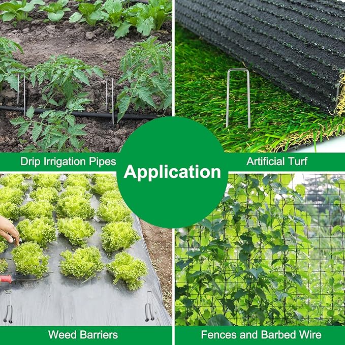 Finderomend 100 Pack Landscape Staples, 8" 11 Gauge Galvanized Steel Garden Stakes,Landscape Pins Turf Staples for Securing Weed Barrier Artificial Grass