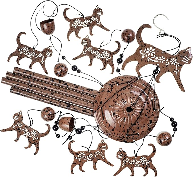 Cats Wind Chimes for Garden,Home,Balcony,Yard,Outdoor Decor, Cat Wind Bell, Memorial Wind Chimes, Cat Decoration, Wind Catcher, Blessing Wind Chime for Mom,Grandma,Family,Women,Friend