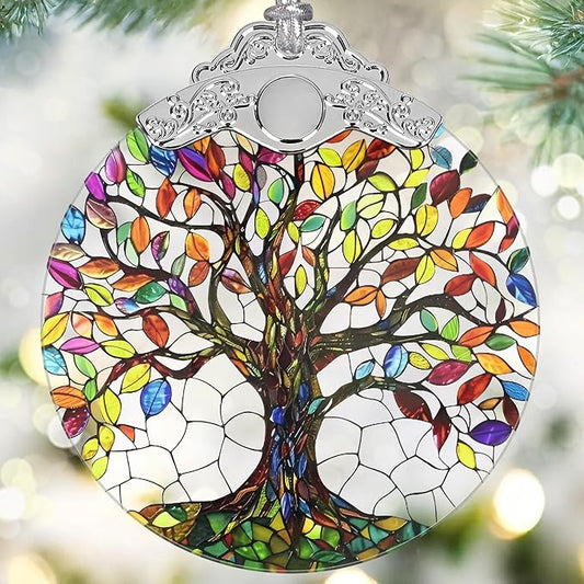 Tree of Life Stained Glass Hanging Decor - Christmas Ornaments - Gifts for Her & Him