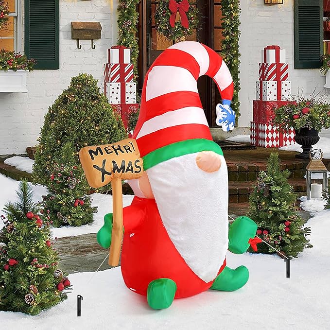 Christmas Inflatables Gnome, 4FT Blow Up Christmas Gnome Outdoor Decorations, Inflatable Yard Decoration, Christmas Holiday Gnome Decor for Party, Home, Garden