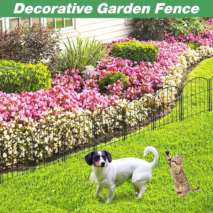 Decorative Garden Fence 21in(H) x18ft(L) 14 Pack Garden Fencing Border No Dig Small Metal Barrier Short Plant Fence for Flower Bed Yard Patio Outdoor Landscape Décor