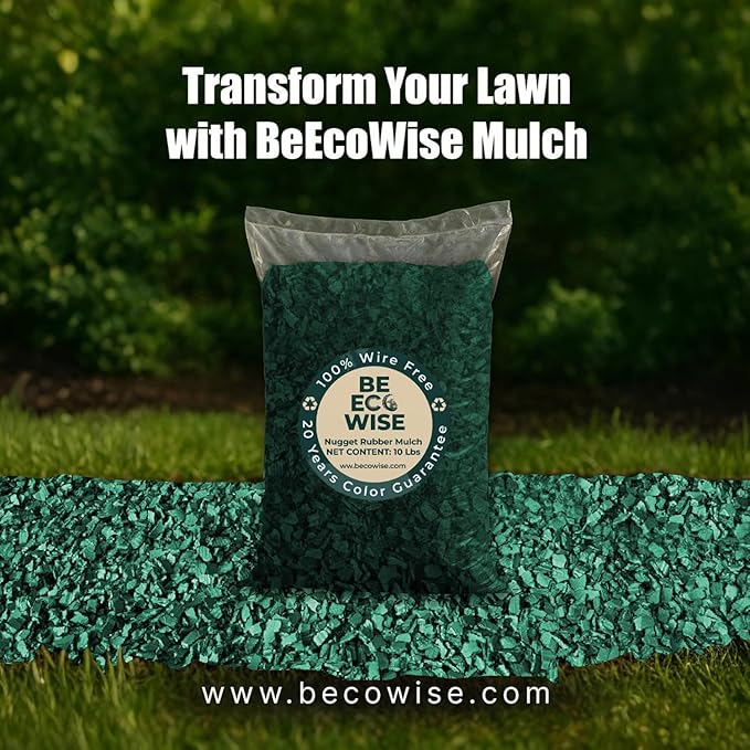– 100% Wire-Free Premium Grade Nugget Rubber Mulch for Playgrounds & Landscaping | Safe for Kids & Pets, No Replacement Needed, Ultra Durable | Green, 20 lb (0.8 cu ft)