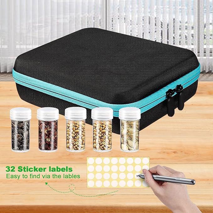 30 pcs Seed Storage Organizer, Seed Organizer Storage Box with 30 Label Sticker, Flower Plant Garden Seed Storage Containers Can Be Used for Seeds, Jewelry, Diamond Storage