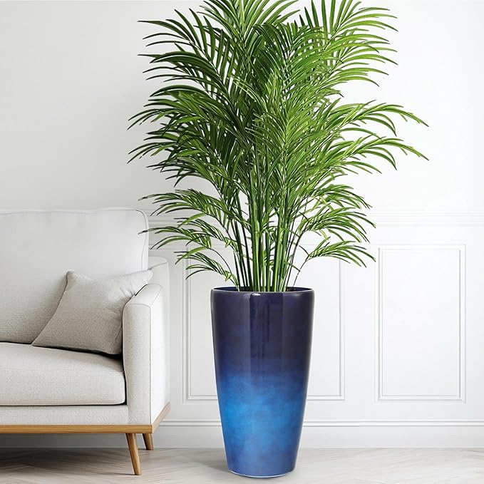 22.8" H Deep Water Blue Planters for Outdoor Plants, Set of 2 Large Flower Pot with Drainage Hole, Weather-Resistant for Porch,Garden,Patio or Indoor Use. Ideal for Christmas Decoration