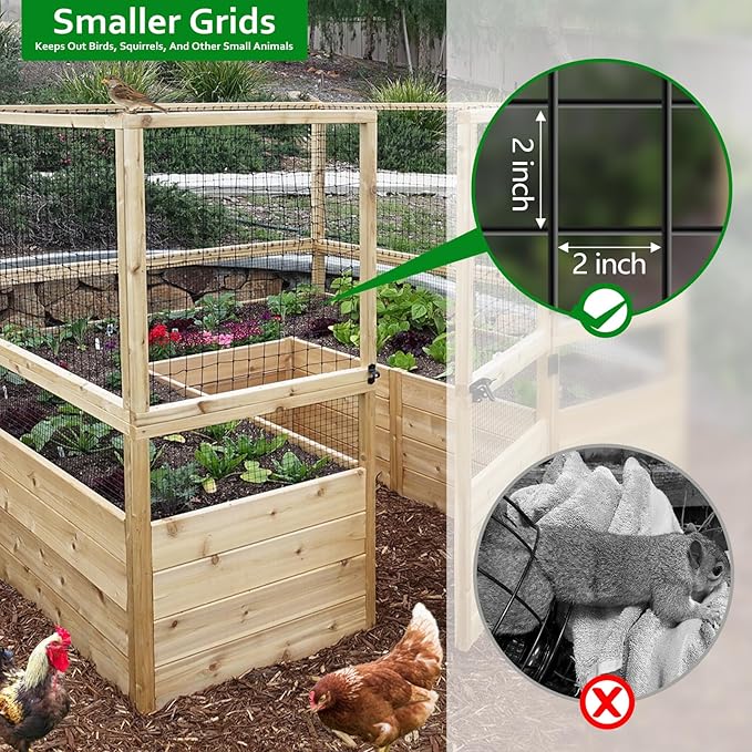 Wire Fence, 24 in(H) X 50 ft(L) PVC Coated Welded Wire Fencing 2" X 2" 16GA Garden Border Vinyl Metal Chicken Wire Fencing Mesh Roll for Yard Vegetable Plant Protection Poultry Netting Black