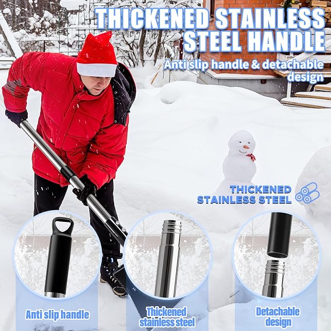 Garden Flat Shovel, Heavy Duty Multifunctional Cleaning Shovels with 53” Adjustable Long Handle, Floor Scraper Tool for Ice Snow Removal,Weeding,Driveway Lawn Edging,Sidewalk,Garden, Outdoor,Scraping