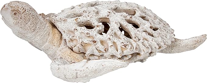 Coral Reef Sea Turtle Statue Beach Decorations for The Home Coastal Collection White 13 in x 11 in