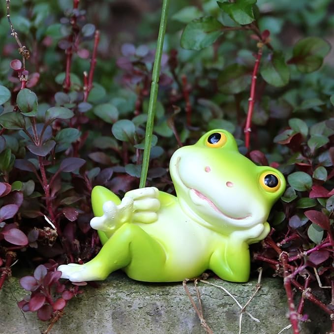 Outdoor Frog Statue 6.1in,Frog Under The Lotus Leaf Statue,Outdoor or Home Decor,Easter Decor