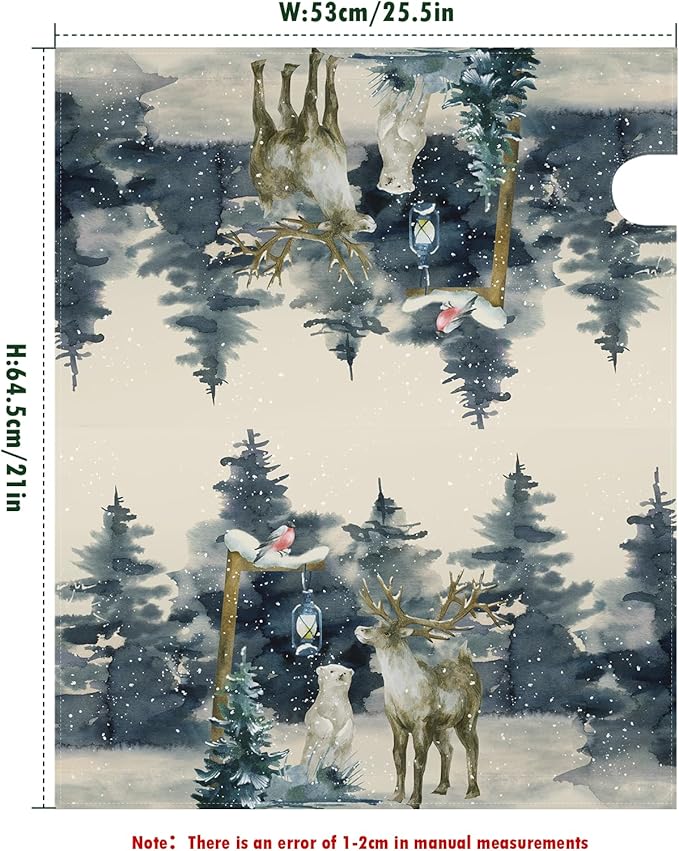 Winter Deer Mailbox Cover Bear Bird Mail Box Covers Magnetic Green Tree Mailbox Wraps 25.5x21 inch Outdoor Decor for Garden Yard