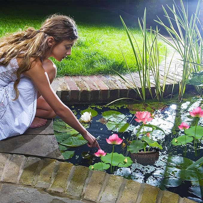 EBaokuup 4 Pcs Aquatic Planting Bags - 7" Reusable Mesh Water Garden Pond Plant Pot - Breathable Square Lily Pots for Bog and Terrestrial Plants