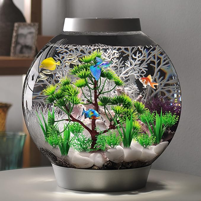 Fish Tank Plants Decorations, 10pcs Aquarium Decor Artificial Plants, Green Plastic Tree Fish Decorations for Tank