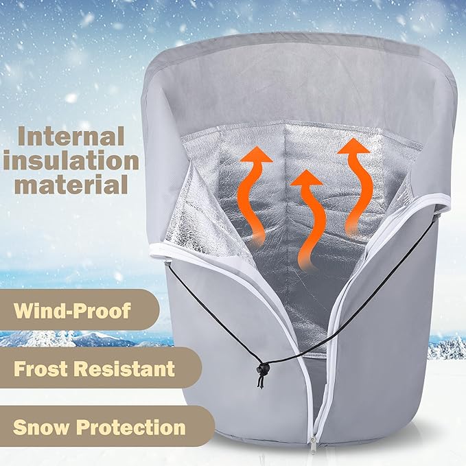 Tlswshsy 2 Pack Plant Winter Protection Pot - 27.6" x 25.6" Flower Pot Protection Bag - Anti-Frost Winter Pot Plant Cover with Drawstring and Zipper for Winter Outdoor Fruit Trees Potted Plants Shrubs