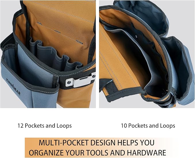 KUNN Carpenter Tool Belt with Suspenders Pro Framer Suspension Tool Rig for Construction Contractors and Electrician,Khaki