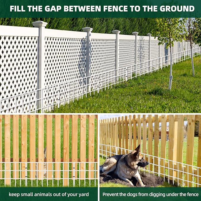 42.5ft(L) x 13in(H) Animal Barrier Fence, 30 Panels No Dig Garden Fence for Dog Rabbit, Rustproof Anti Digging Barrier, Garden Edging Border Ground Defense for Outdoor, Yard, Patio, White
