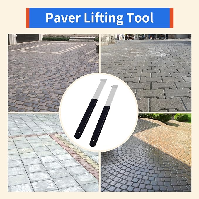 2Pcs Paver Removal Tool, Paver Extractor Tool Paver Puller with Joint Scraper Micro Teeth and Gripper Slots Paver Lifter Tool for Garden, Lawn, Patio, Yard Loose Brick Block Replacement