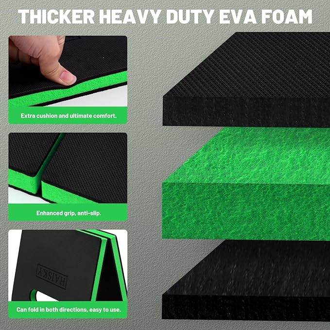 Extra Thick Kneeling Pad with Carrying Handles, EVA Foam Cushioning Mat for Knee for Gardening, Mechanic, Bathing Baby, Exercise & Yoga, 20.5 x 11.8 x 0.9 in, Green & Black