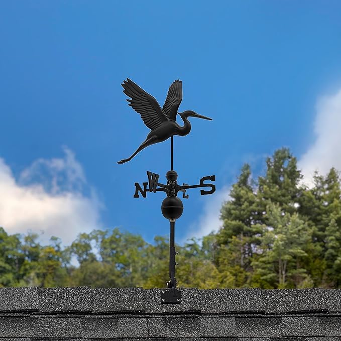 Good Directions Black Aluminum Heron Weathervane