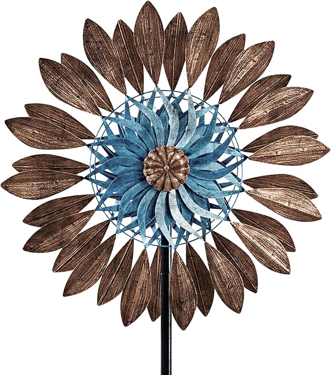 Wind Spinners 360°, Garden Outdoor Metal Windmill Yard Spinners Large 84 in Height 22 in Dia Dual Direction Dual Rotors Wind with Kinetic, Wind Spinner Clearance for Yard and Garden Art Decor(Copper)