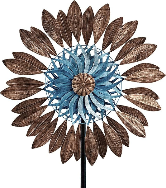 Wind Spinners 360°, Garden Outdoor Metal Windmill Yard Spinners Large 84 in Height 22 in Dia Dual Direction Dual Rotors Wind with Kinetic, Wind Spinner Clearance for Yard and Garden Art Decor(Copper)