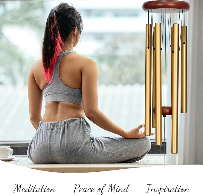 Sympathy Wind Chimes, Memorial Wind Chimes for Loss of Loved One, Bereavement Gift in Memory of Loved One, Memorial Gifts for Loss of Mother Father Condolence Remembrance - Gold