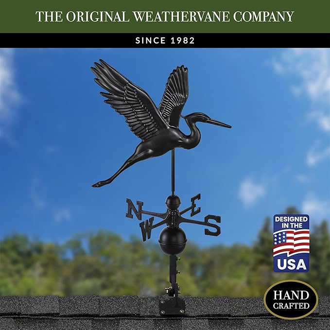 Good Directions Black Aluminum Heron Weathervane