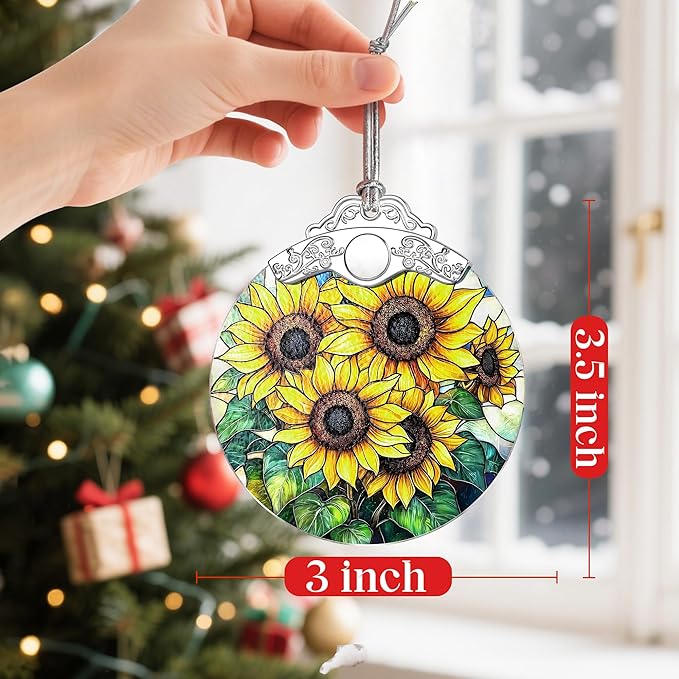 Sunflower Christmas Ornaments: Christmas Tree Ornaments, Holiday Decor for Sunflower Lover, Stocking Stuffers, Birthday Gift, Gift Ideas, Xmas Gifts & Flower Garden Gifts