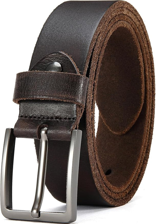 DOOPAI Men's Genuine Leather Casual Belt -Full Grain Leather Belt for Men- 1.5" Handmade Jeans Belt with Gift Box