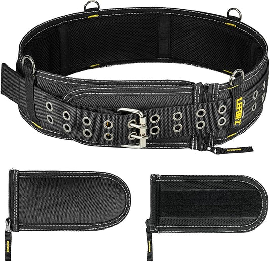 4-Inch Padded Tool Belt,Heavy Duty Tool Belts for Men with 4 Suspenders Ring,Work Belts for Electrician,Carpenter,Construction,Utility Belt,Adjustable 34''-40''(Pouch not Included)