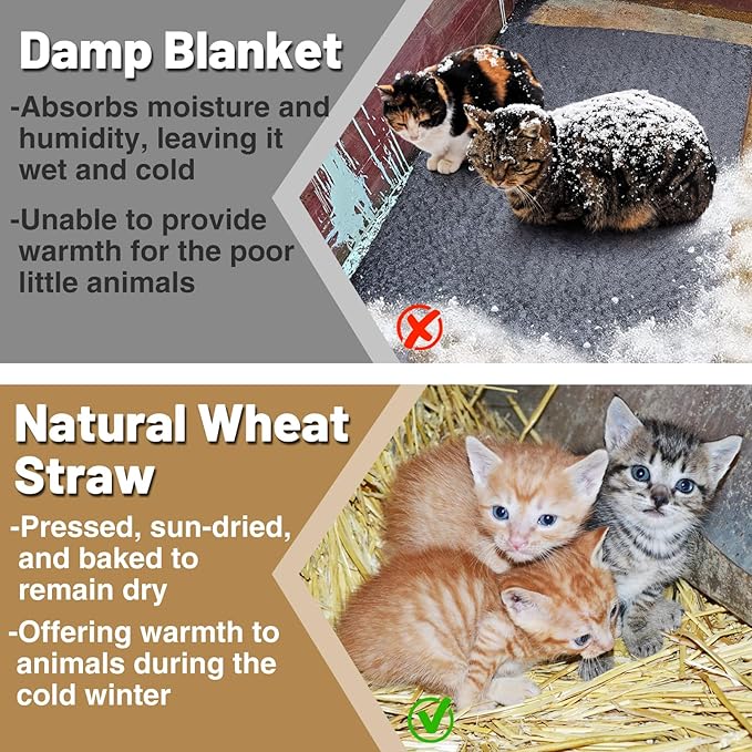Natural Wheat Straw - 2 LB Dry Straw, Clean and Soft Decorative Straw Bale for Stray Cats Dogs Yard Farm Pets Garden Mulch Grass Cover
