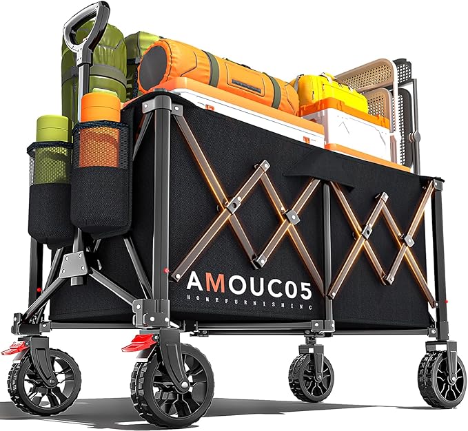 Collapsible Folding Wagon Cart,Portable Large Capacity Utility Wagon Cart for Camping Fishing Sports Shopping