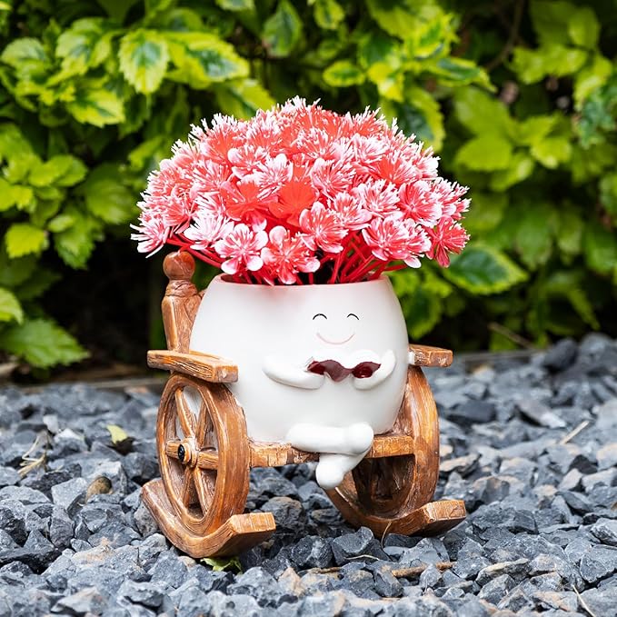 Smiley Face Planter Pots, Cute Rocking Chair Pot for Plants, Funny Flower Pot for Succulents with Drainage Hole Indoor & Outdoor, Gift Ideal for Lover Mother Grandma Friends(Rocking Chair Pot)