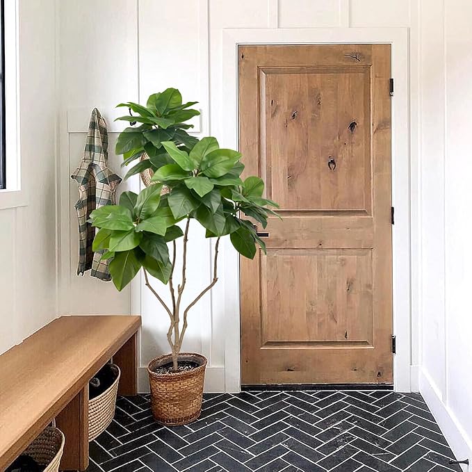 Tall Artificial Plants Indoor Artificial Ficus Macrocarpa Fake Tree for Indoor Decor Tree Fiddle Leaf Fig Tree Artificial Tree Ficus Fake Tall Plant Faux Plants Indoor Tall Faux Plants Outdoor 5Ft
