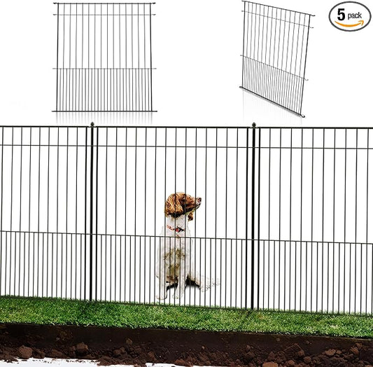 WESLEY'S CORNER Tall Fence Panels - 32”H x 29”L, No Dig Metal Dog Fence, Heavy Duty Garden Border & Animal Barrier, Rustproof, Decorative Fencing for Backyards, Frontyards, Outdoors and Edging