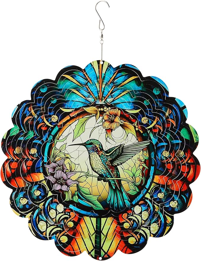 Hummingbird Outdoor Wind Spinners Decorations, Birthday Gifts for Women Mom Wife Grandma, 12 inch 3D Wind Sculptures for Indoor/Outdoor Decor, Yard Art, Garden Decorations