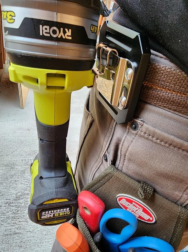 ULIBERMAGNET Drill Holder Belt Clip,Heavy Duty Clip-On Tape Measure Belt Holder,Soild Aluminum Tools Holster with Belt Clip Hook for Cordless Drill,Impact Driver,Tape Measure,Tools with Hanger Clips