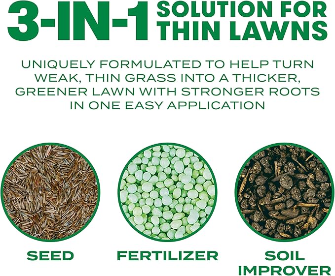 Scotts Turf Builder Thick'R Lawn Sun and Shade, Combination Seed, Fertilizer and Soil Improver, Thickens Thin Grass, 10 lbs.
