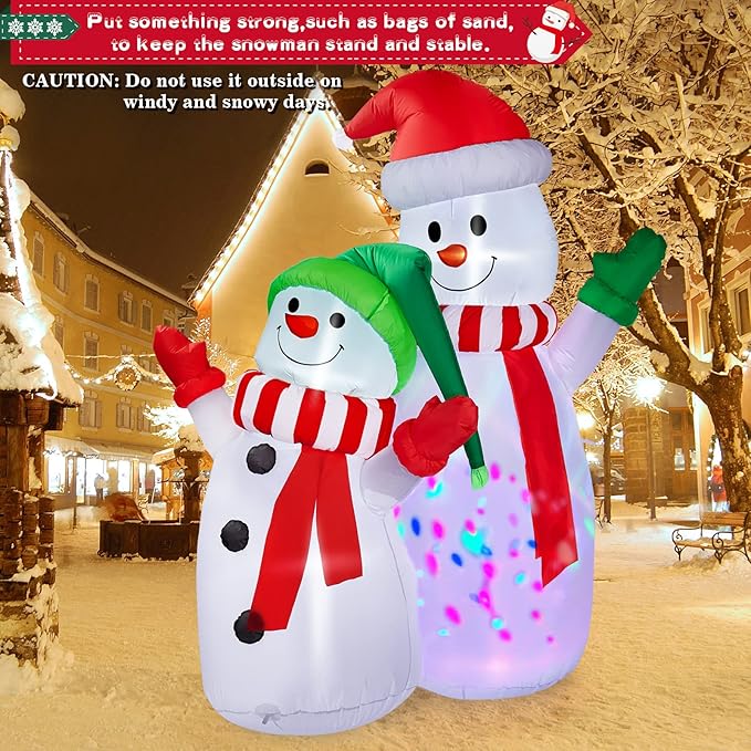 CAMULAND Christmas Decorations, 6FT Blow Up Yard Decorations Outdoor Inflatables Ornaments Snowman with Built-in LED Lights, Large Christmas Decor for Garden Party Indoor