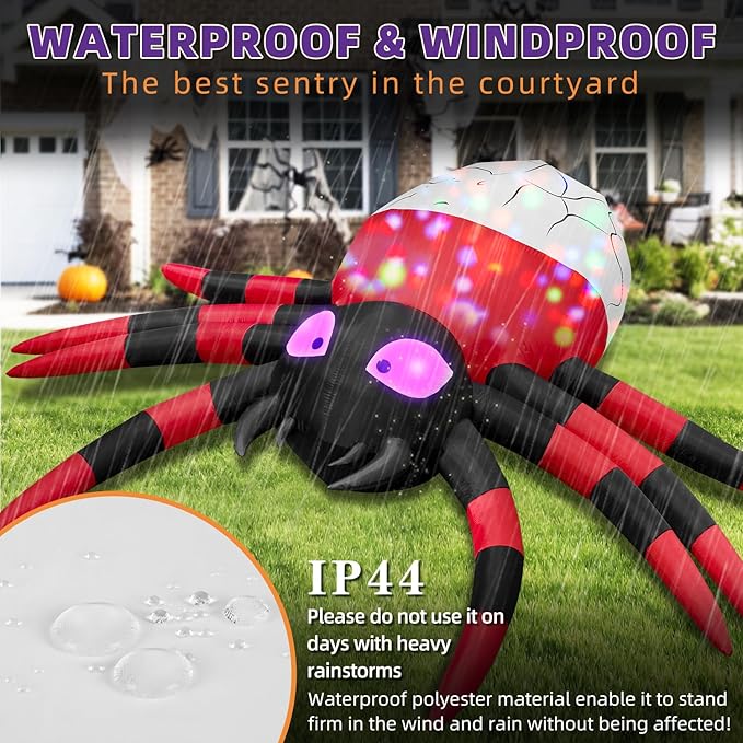 12FT Halloween Inflatable Scary Spider Decorations Outdoor,Halloween Blow Up Yard Decorations Built-in Rotating LED Lights,Party Decorations,Haunted House Decor,for Garden,Lawn.
