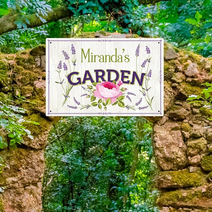 Custom Garden Sign, Christmas Present, Personalized Name/Text for Backyard Décor Sign, 12x18 Inches, Rust Free .063 Aluminum, Fade Resistant, Made in USA by Sigo Signs