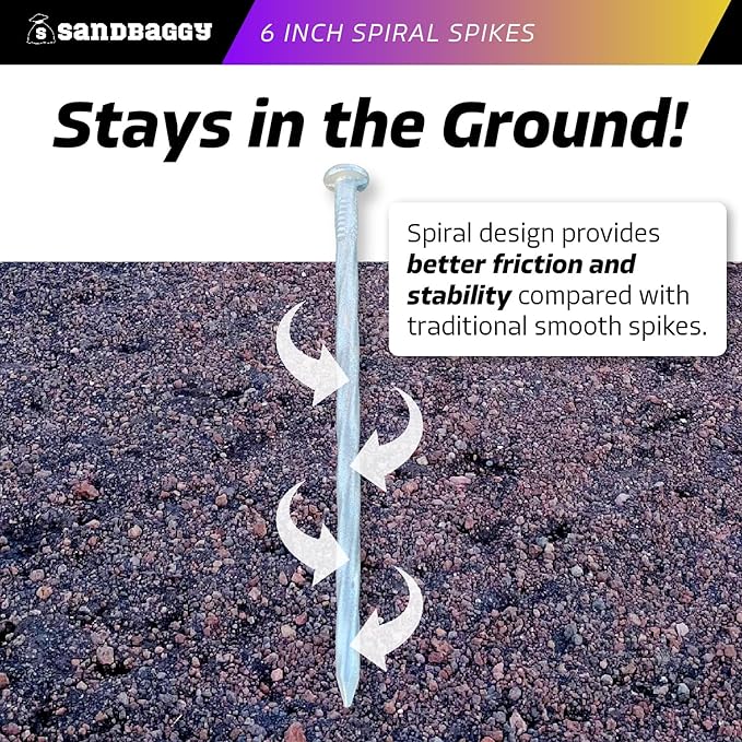 Sandbaggy 6 Inch Galvanized Artificial Turf Stakes - Spiral Landscape Nails - Ground Spikes/Pins for Synthetic Grass, Lawn, Edging, Weed Barrier Fabric, Garden (Steel (7 Gauge), 400)
