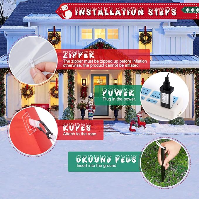 CAMULAND Christmas Inflatable, 6FT Inflatable Snowman and Santa Claus with Built-in LED Lights, Outdoor Christmas Decorations Blow-up Decor for Yard, Garden and Party