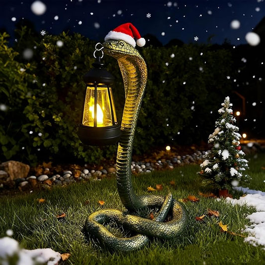 Solar Snake Garden Statue,11.22 Inch Snake for Yard Lawn Garden Patio Scary Decorations,Indoor Haunted House Prop and Christmas Home Party Decor (Bronze Colored)